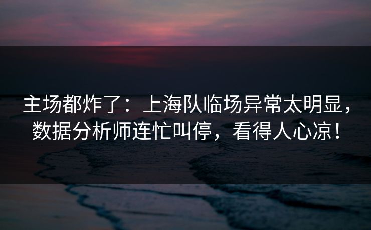 主场都炸了：上海队临场异常太明显，数据分析师连忙叫停，看得人心凉！