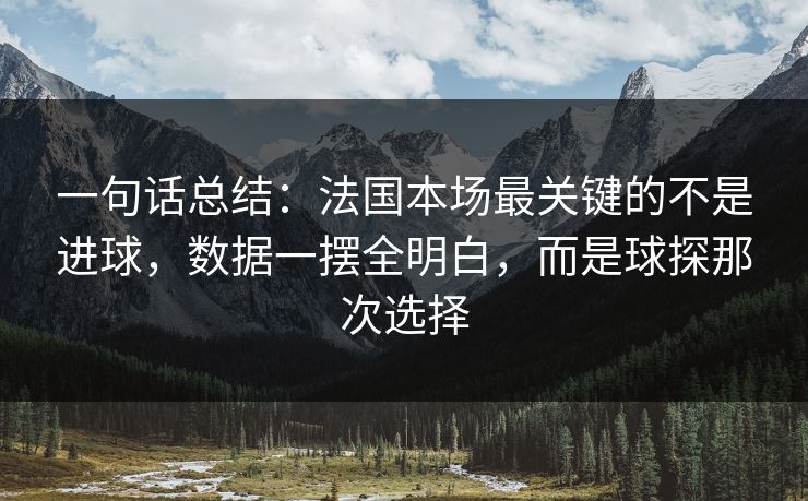 一句话总结:法国本场最关键的不是进球,数据一摆全明白,而是球探那次选择