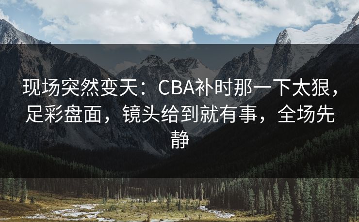 现场突然变天:CBA补时那一下太狠,足彩盘面,镜头给到就有事,全场先静