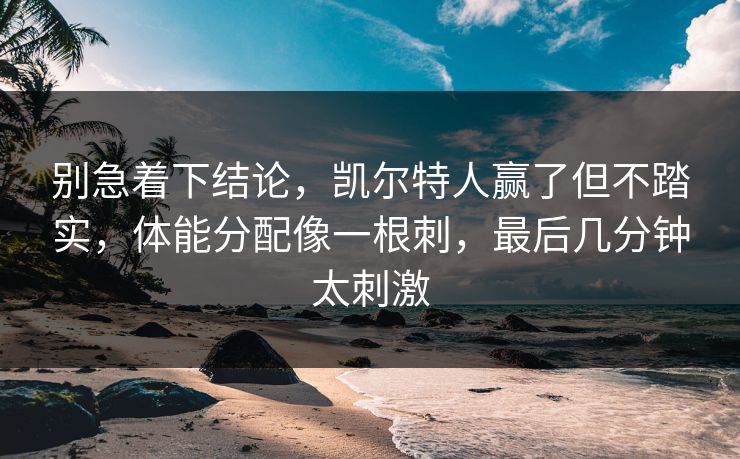 别急着下结论,凯尔特人赢了但不踏实,体能分配像一根刺,最后几分钟太刺激