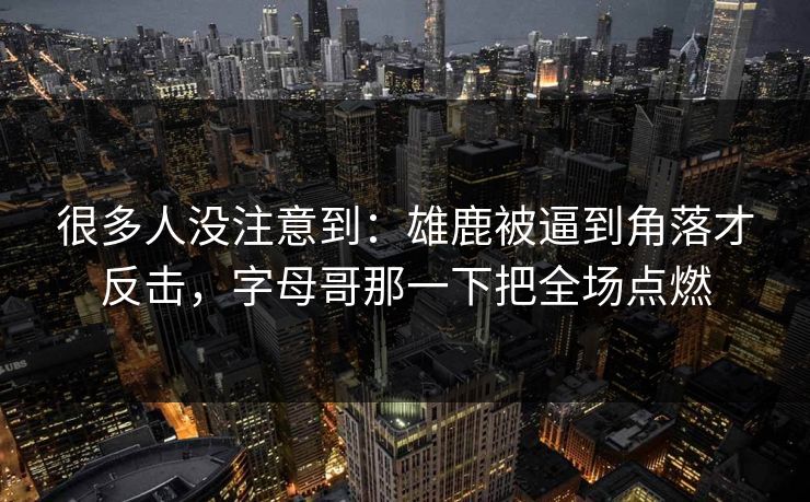 很多人没注意到:雄鹿被逼到角落才反击,字母哥那一下把全场点燃 很多人没注意到:雄鹿被逼到角落才反击,字母哥那一下把全场点燃